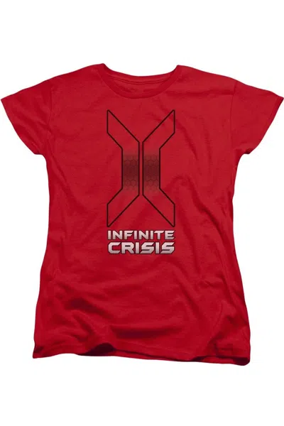 Gildan Infinite Crisis Title Short Sleeve Womens Tee / T-shirt In Red