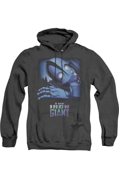 Gildan Iron Giant Giant And Hogarth Adult Heather Hoodie / Hooded Sweatshirt In Black