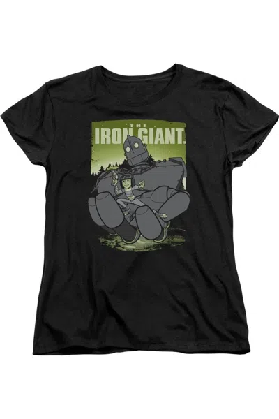 Gildan Iron Giant Helping Hand Short Sleeve Womens Tee / T-shirt In Black