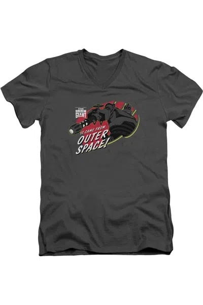 Gildan Iron Giant Outer Space Short Sleeve Adult V Neck Tee / T-shirt In Gray