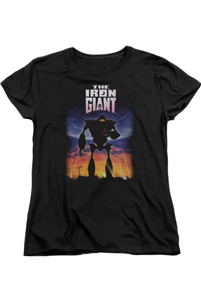 Gildan Iron Giant Poster Short Sleeve Womens Tee / T-shirt In Black