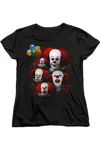 Gildan It 1990 Many Faces Of Pennywise Short Sleeve Women´s Tee / T-shirt In Black