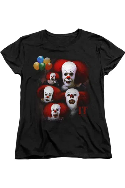 Gildan It 1990 Many Faces Of Pennywise Short Sleeve Women´s Tee / T-shirt In Black