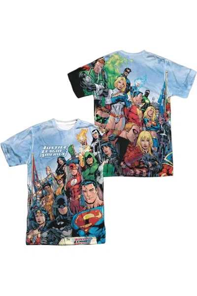 Gildan Jla Justice League Of America (front/back Print) Short Sleeve Adult 100% Poly Crew Tee / T-shirt In Multi
