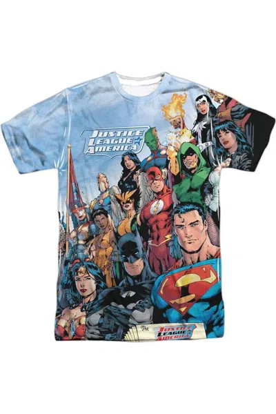 Gildan Jla Justice League Of America Short Sleeve Adult 100% Poly Crew Tee / T-shirt In White