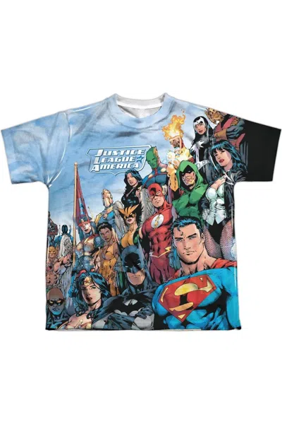 Gildan Kids' Jla Justice League Of America Short Sleeve Youth Poly Crew Tee / T-shirt In Animal Print