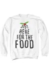 Gildan Just Here For The Christmas Food Unisex Adult Crewneck Sweatshirt Sweater In White