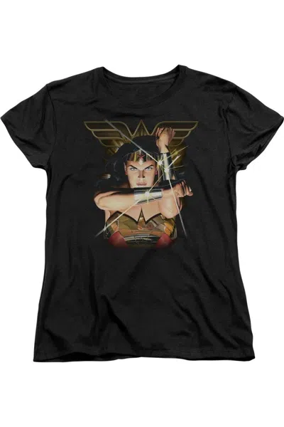 Gildan Justice League Deflection Short Sleeve Womens Tee / T-shirt In Black
