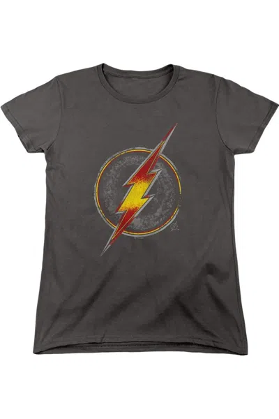 Gildan Justice League Flash Busted Logo Short Sleeve Women´s Tee / T-shirt In Pink