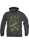 Gildan Justice League Movie Aquaman Adult Heather Hoodie / Hooded Sweatshirt In Black