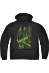 Gildan Justice League Movie Aquaman Adult Pull Over Hoodie / Hooded Sweatshirt In Black