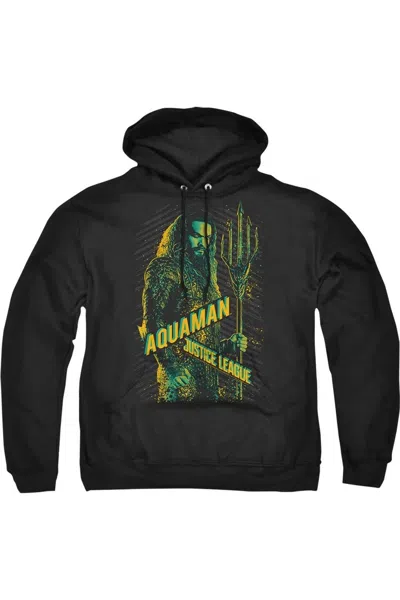 Gildan Justice League Movie Aquaman Adult Pull Over Hoodie / Hooded Sweatshirt In Black