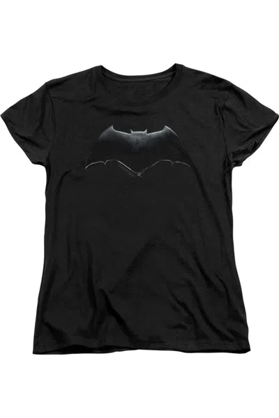 Gildan Justice League Movie Batman Logo Short Sleeve Womens Tee / T-shirt In Black