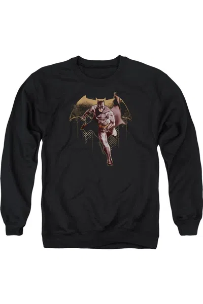Gildan Justice League Movie Caped Crusader Adult Crewneck Sweatshirt In Black