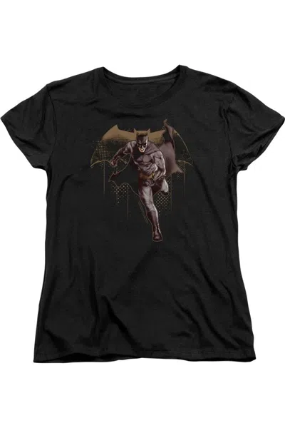 Gildan Justice League Movie Caped Crusader Short Sleeve Womens Tee / T-shirt In Black