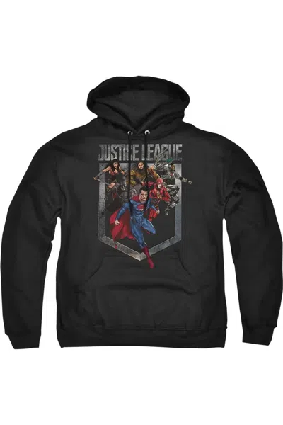 Gildan Justice League Movie Charge Adult Pull Over Hoodie / Hooded Sweatshirt In Black