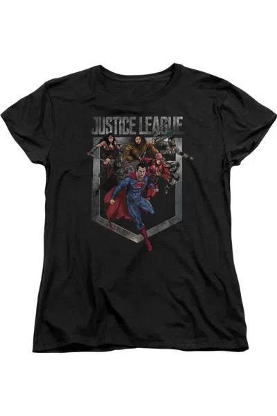 Gildan Justice League Movie Charge Short Sleeve Womens Tee / T-shirt In Black
