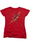 Gildan Justice League Movie Flash Forward Short Sleeve Womens Tee / T-shirt In Red
