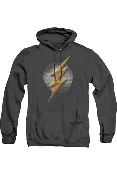 Gildan Justice League Movie Flash Logo Adult Heather Hoodie / Hooded Sweatshirt In Black