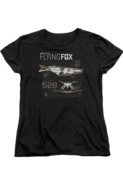 Gildan Justice League Movie Flying Fox Short Sleeve Womens Tee / T-shirt In Black