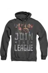 Gildan Justice League Movie Join The League Adult Heather Hoodie / Hooded Sweatshirt In Black