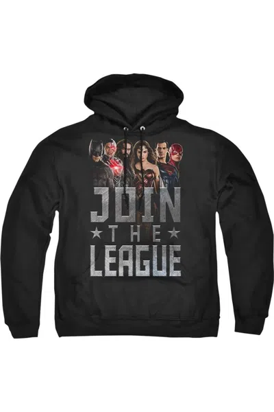 Gildan Justice League Movie Join The League Adult Pull Over Hoodie / Hooded Sweatshirt In Black