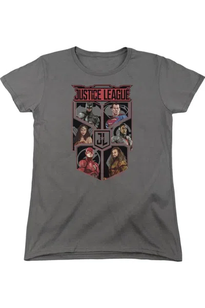 Gildan Justice League Movie League Of Six Short Sleeve Womens Tee / T-shirt In Pink
