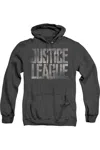 Gildan Justice League Movie Metal Logo Adult Heather Hoodie / Hooded Sweatshirt In Black