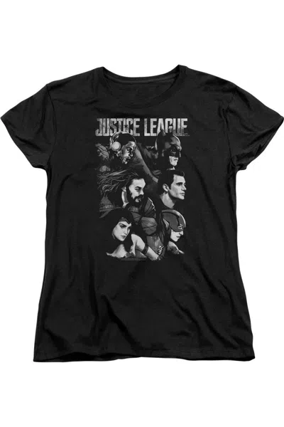 Gildan Justice League Movie Pushing Forward Short Sleeve Womens Tee / T-shirt In Black