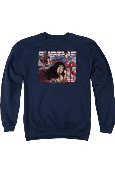 Gildan Justice League Movie Rally Adult Crewneck Sweatshirt In Blue
