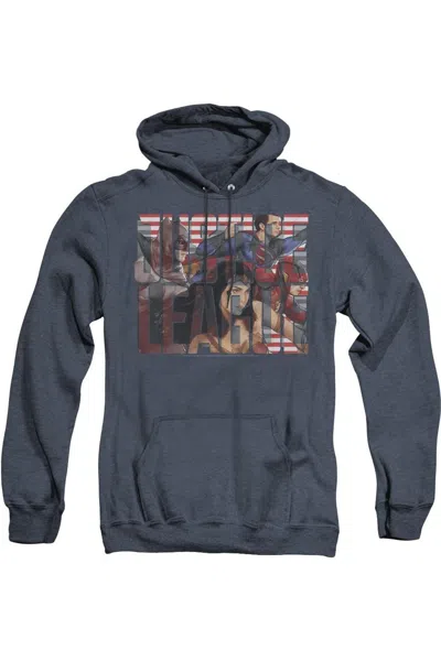 Gildan Justice League Movie Rally Adult Heather Hoodie / Hooded Sweatshirt In Blue