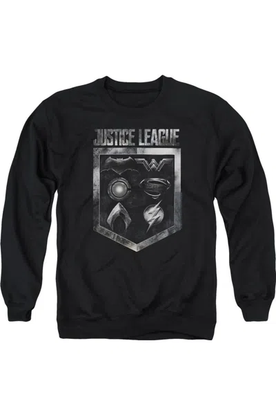 Gildan Justice League Movie Shield Of Emblems Adult Crewneck Sweatshirt In Black