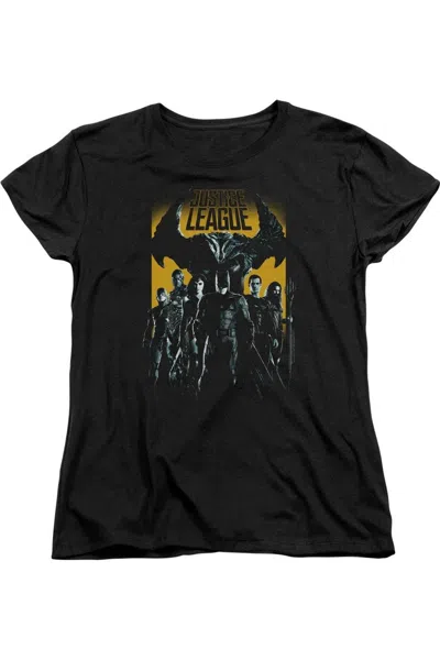Gildan Justice League Movie Stand Up To Evil Short Sleeve Womens Tee / T-shirt In Black