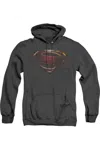 Gildan Justice League Movie Superman Logo Adult Heather Hoodie / Hooded Sweatshirt In Black
