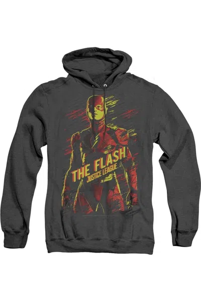Gildan Justice League Movie The Flash Adult Heather Hoodie / Hooded Sweatshirt In Black