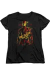 Gildan Justice League Movie The Flash Short Sleeve Womens Tee / T-shirt In Black