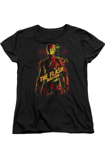 Gildan Justice League Movie The Flash Short Sleeve Womens Tee / T-shirt In Black