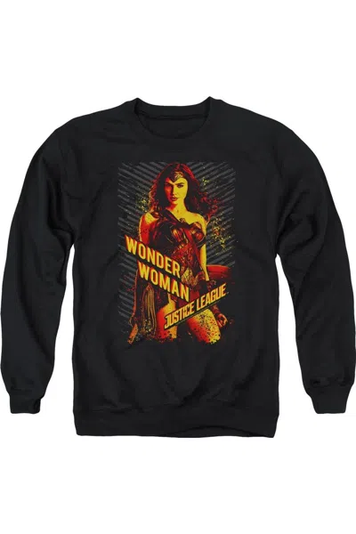 Gildan Justice League Movie Wonder Woman Adult Crewneck Sweatshirt In Black