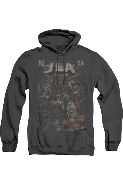 Gildan Justice League Of America #1 Cover Adult Heather Hoodie / Hooded Sweatshirt In Black