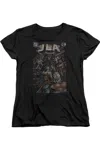 Gildan Justice League Of America #1 Cover Short Sleeve Womens Tee / T-shirt In Black