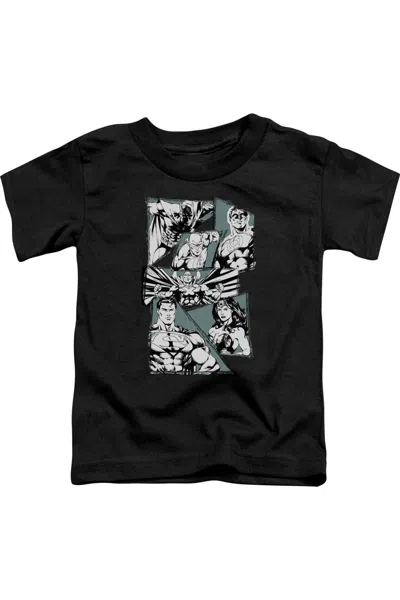 Gildan Kids' Justice League Of America A Mighty League Short Sleeve Juvenile Tee / T-shirt In Black