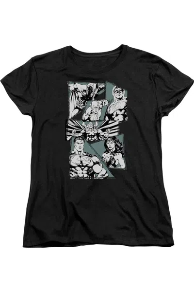 Gildan Justice League Of America A Mighty League Short Sleeve Womens Tee / T-shirt In Black