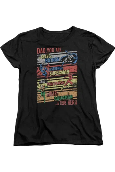 Gildan Justice League Of America A True Hero Short Sleeve Women´s Tee / T-shirt In Black