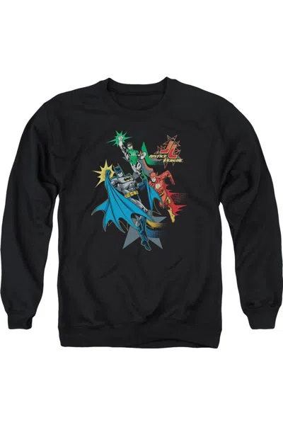 Gildan Justice League Of America Action Stars Adult Crewneck Sweatshirt In Black