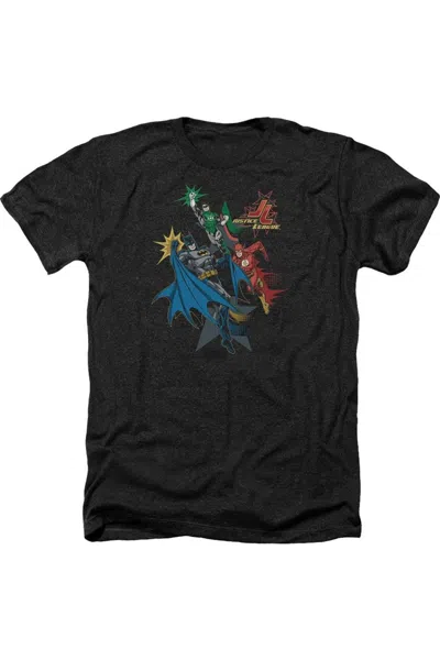 Gildan Justice League Of America Action Stars Adult Heather Tee / T-shirt In Black