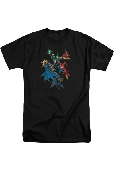 Gildan Justice League Of America Action Stars Short Sleeve Adult Tall Tee / T-shirt In Black