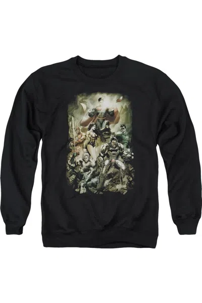 Gildan Justice League Of America Aftermath Adult Crewneck Sweatshirt In Black