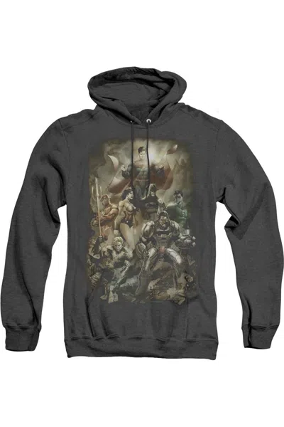 Gildan Justice League Of America Aftermath Adult Heather Hoodie / Hooded Sweatshirt In Black