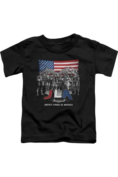 Gildan Kids' Justice League Of America All American League Short Sleeve Youth Tee / T-shirt In Black