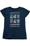 Gildan Justice League Of America American League Short Sleeve Women´s Tee / T-shirt In Blue